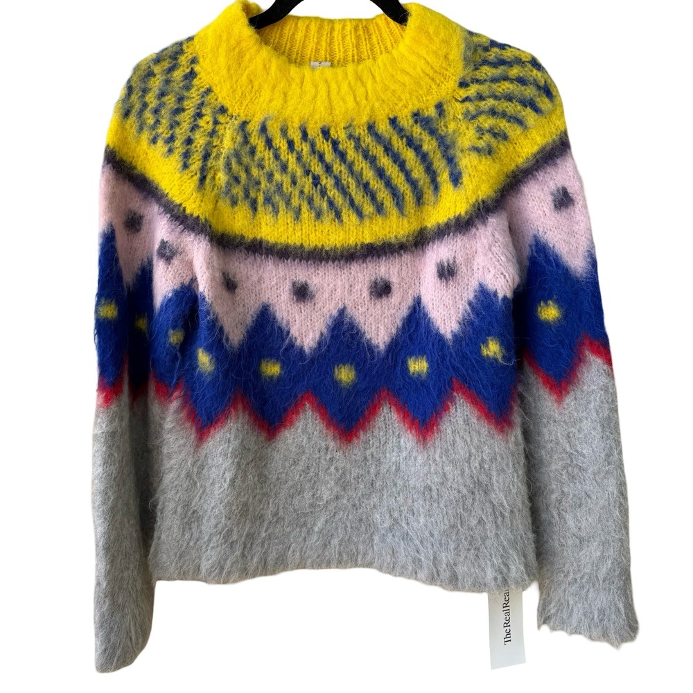 Gudrun & Gudrun Handknit Faroe Islands Mohair Nordic Scandi Fair Isle Sweater M